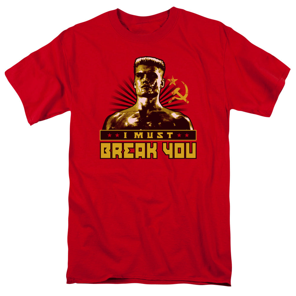 Rocky IV I Must Break Mens T Shirt Red Officially Licensed