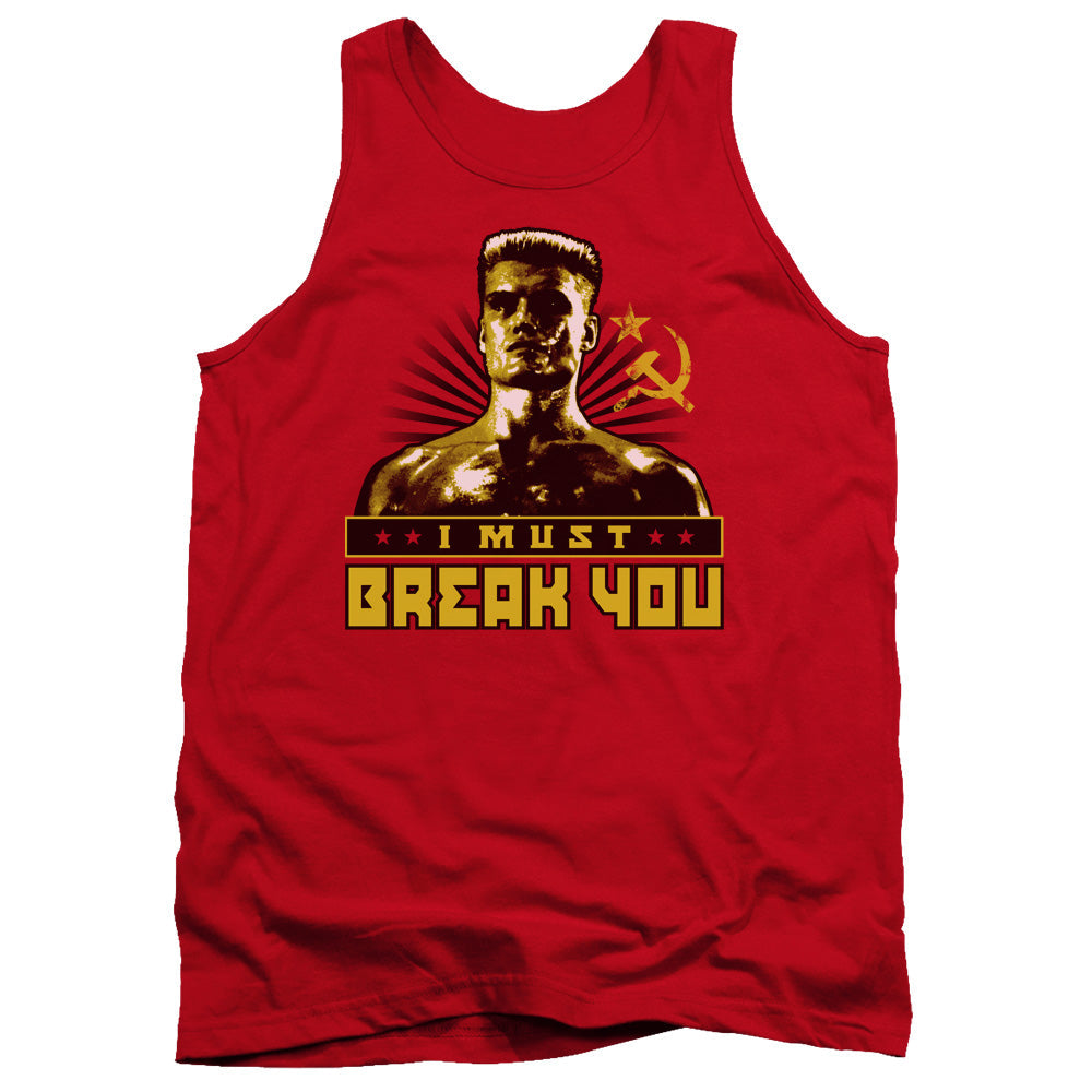 Rocky IV I Must Break Mens Tank Top Shirt Red Officially Licensed