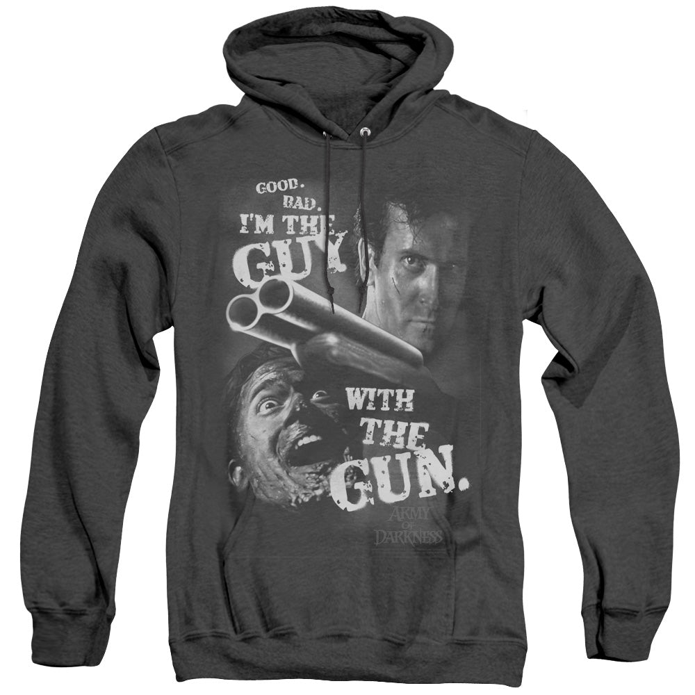 Army Of Darkness Guy With The Gun Heather Mens Hoodie Black Officially Licensed