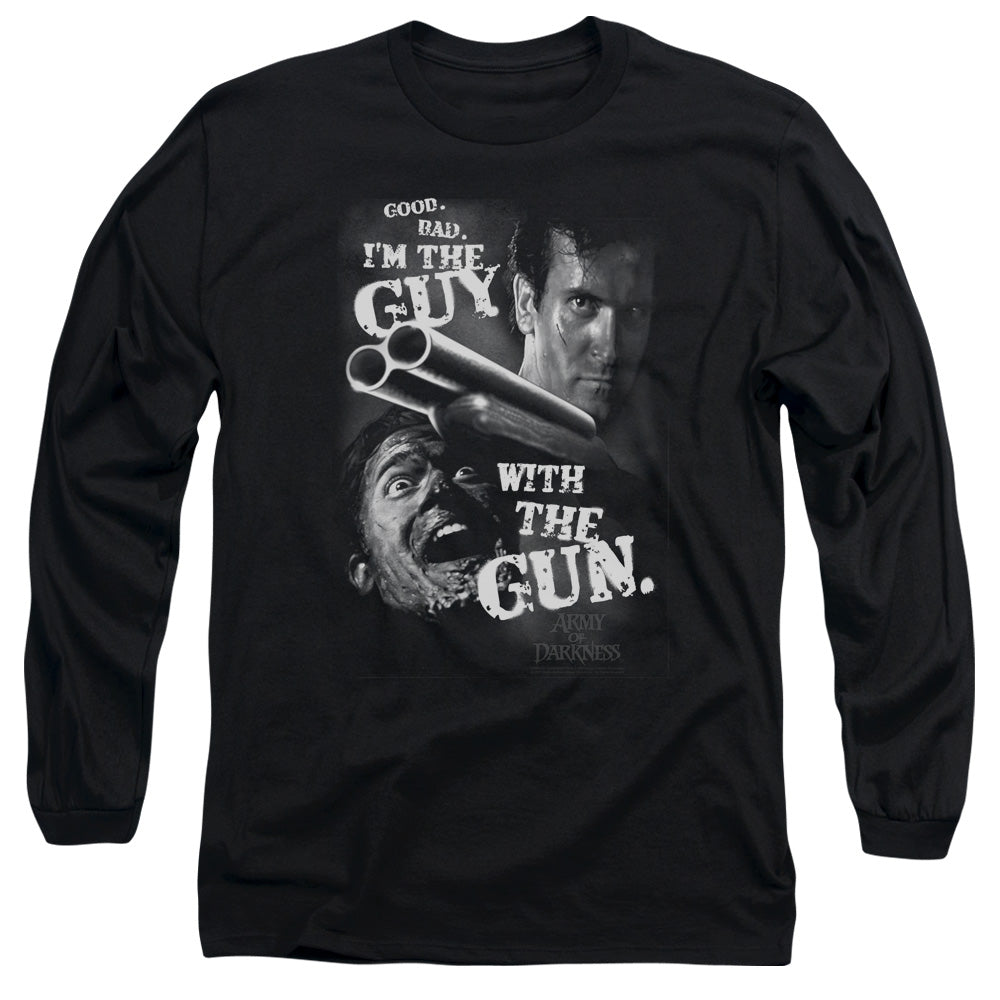 Army Of Darkness Guy With The Gun Mens Long Sleeve Shirt Black Officially Licensed