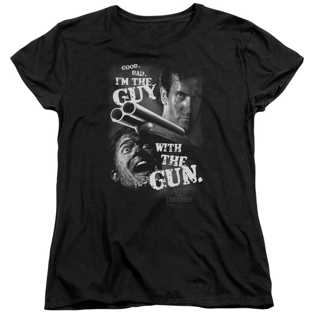 Army Of Darkness Guy With The Gun Womens T Shirt Black Officially Licensed