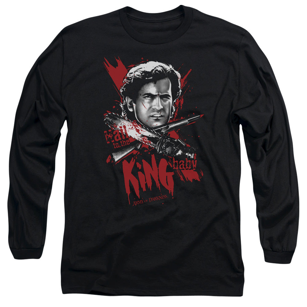 Army Of Darkness Hail To The King Mens Long Sleeve Shirt Black Officially Licensed