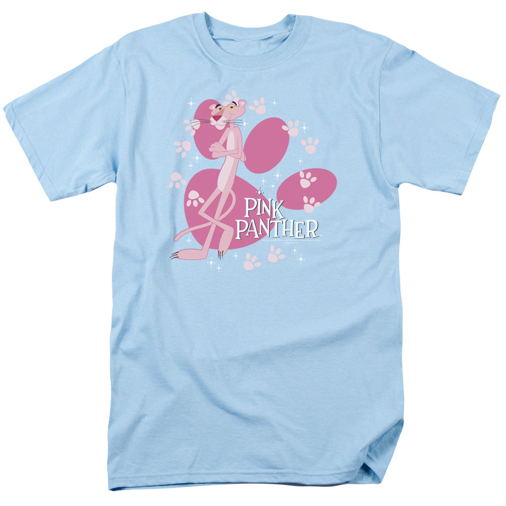 Pink Panther Walk All Over Mens T Shirt Light Blue Officially Licensed