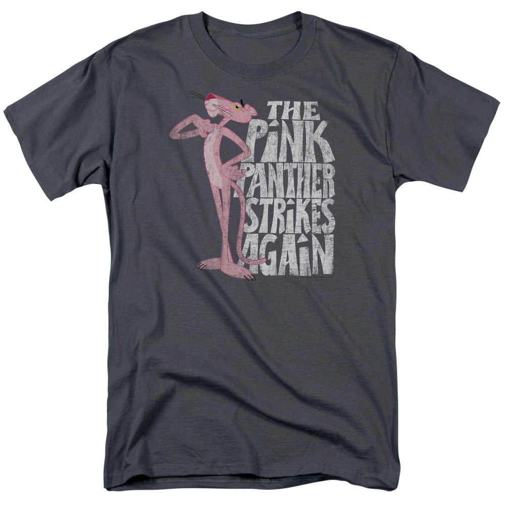 Pink Panther Strikes Again Mens T Shirt Charcoal Officially Licensed