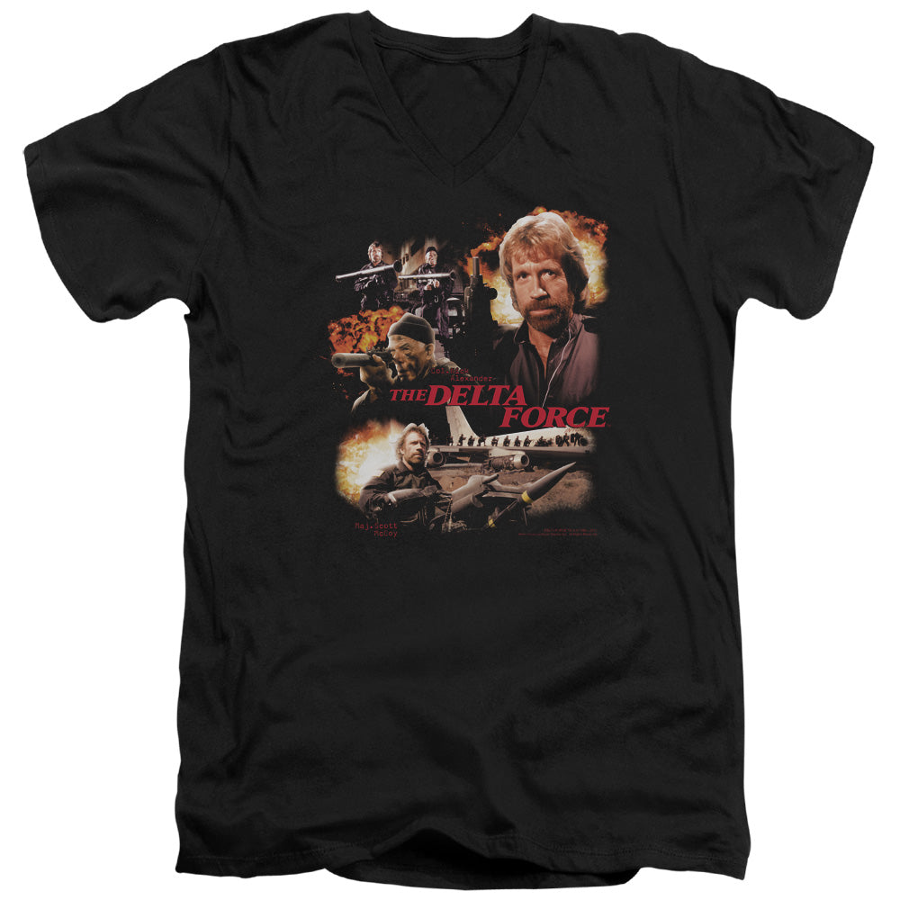 Delta Force Action Pack Mens Slim Fit V-Neck T Shirt Black Officially Licensed