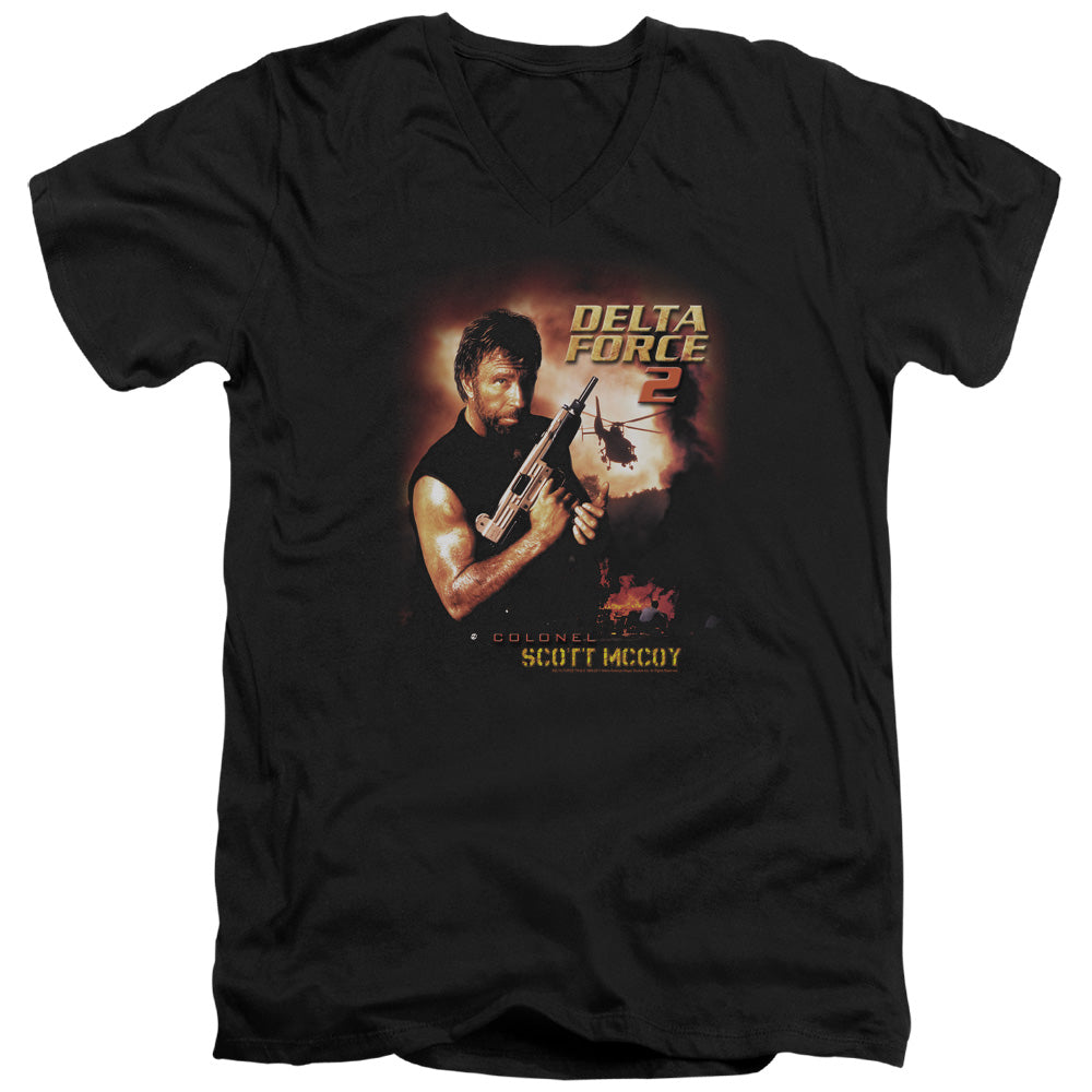 Delta Force Delta Force 2 Mens Slim Fit V-Neck T Shirt Black Officially Licensed