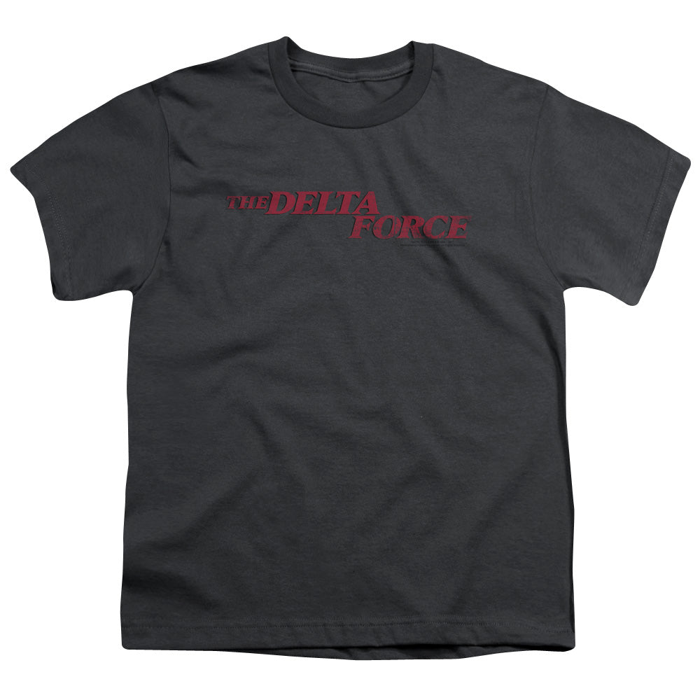 Delta Force Distressed Logo Kids Youth T Shirt Charcoal Officially Licensed