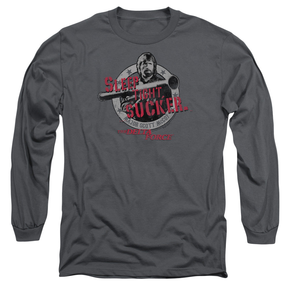 Delta Force Sleep Tight Mens Long Sleeve Shirt Charcoal Officially Licensed