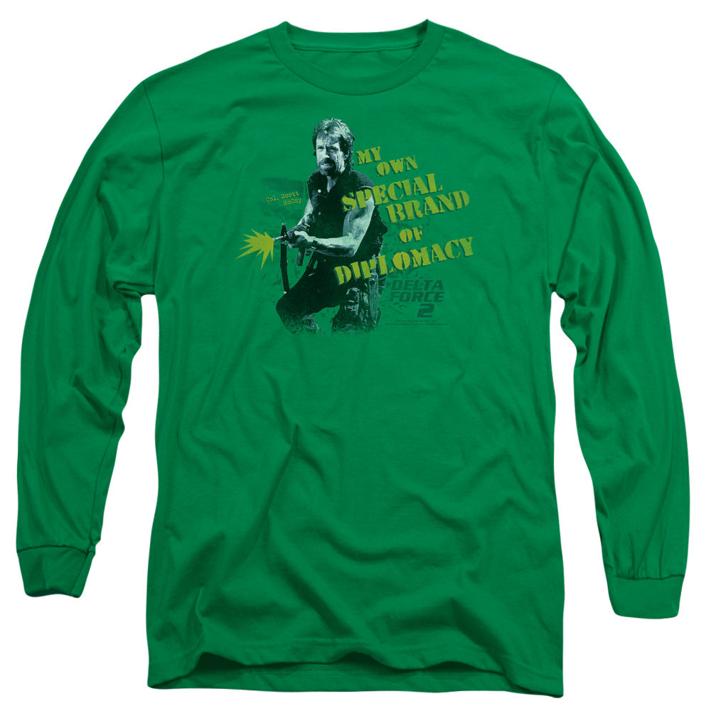 Delta Force 2 Special Diplomacy Mens Long Sleeve Shirt Kelly Green Officially Licensed