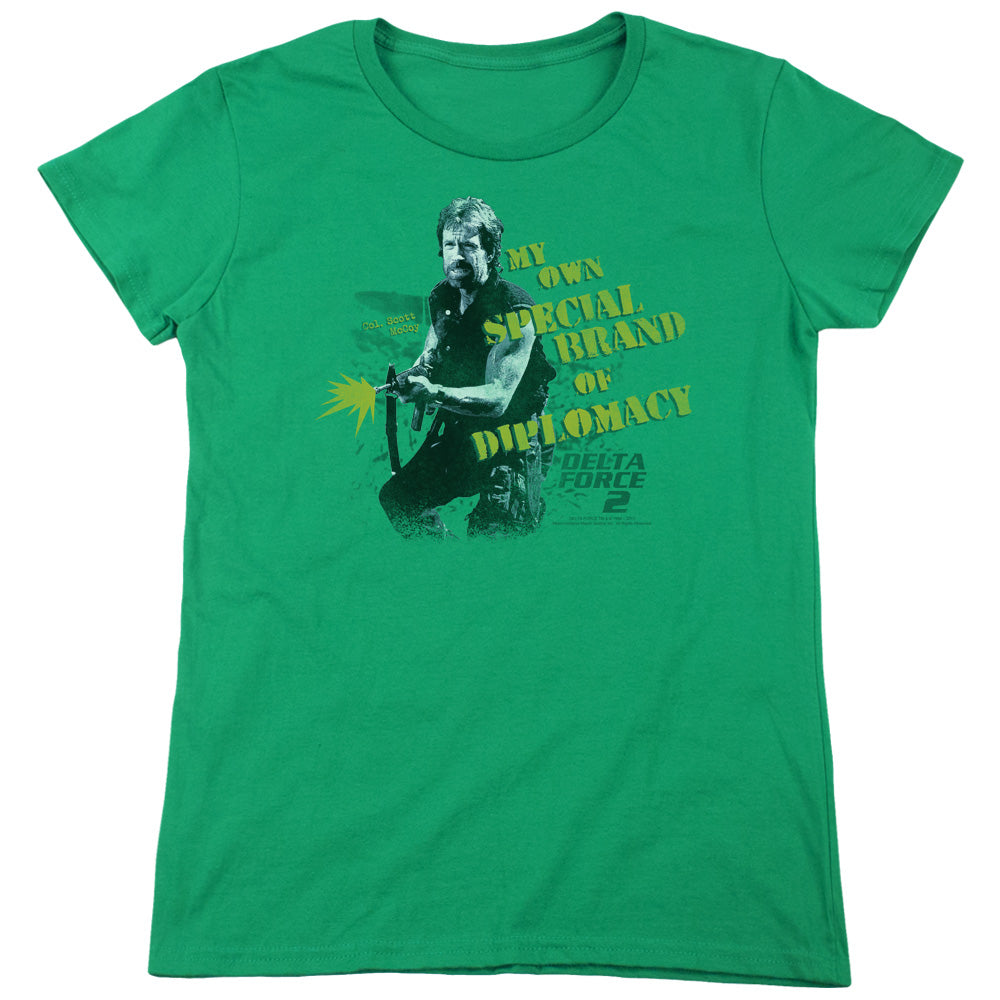 Delta Force 2 Special Diplomacy Womens T Shirt Kelly Green Officially Licensed