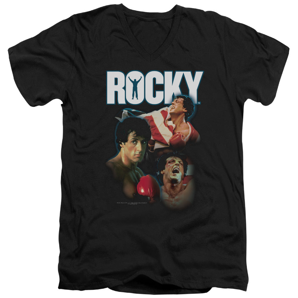 Rocky I Did It Mens Slim Fit V-Neck T Shirt Black Officially Licensed