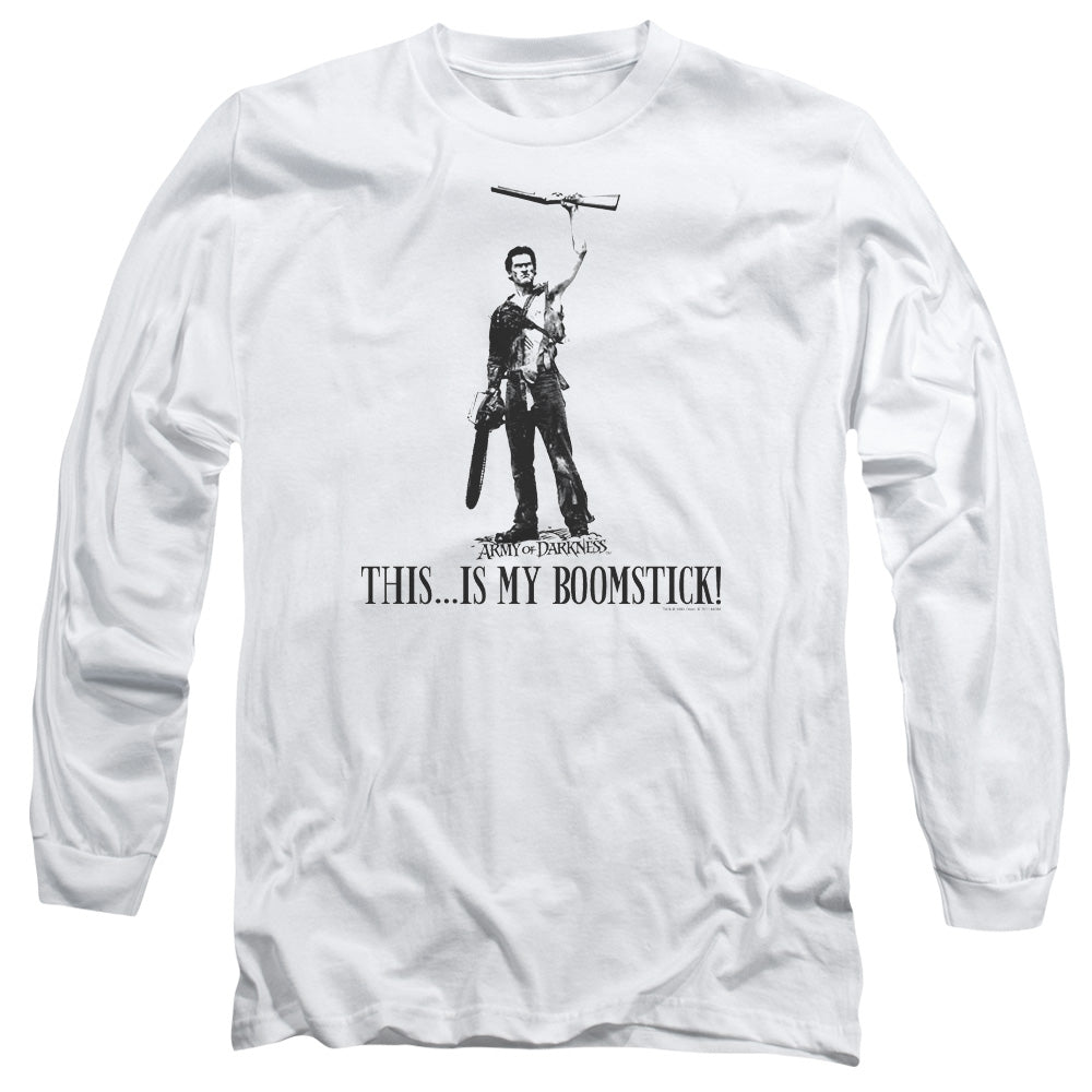 Army Of Darkness Boomstick! Mens Long Sleeve Shirt White Officially Licensed