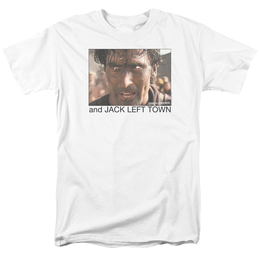 Army Of Darkness Jack Left Town Mens T Shirt White Officially Licensed