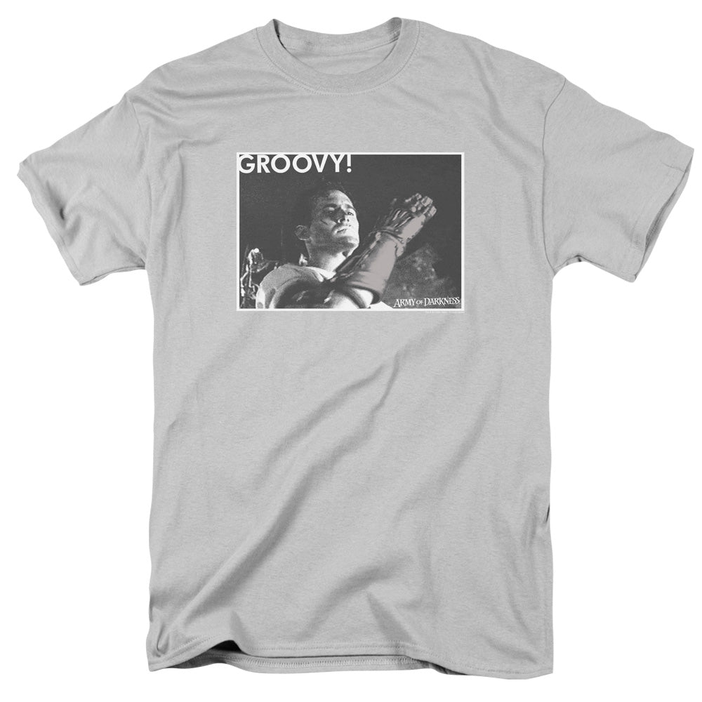 Army Of Darkness Groovy Mens T Shirt Silver Officially Licensed