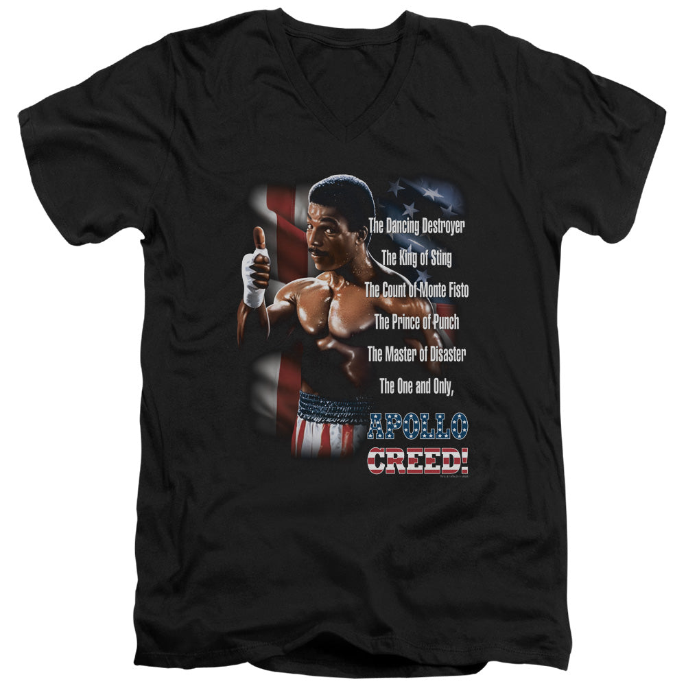 Rocky II The One And Only Mens Slim Fit V-Neck T Shirt Black Officially Licensed