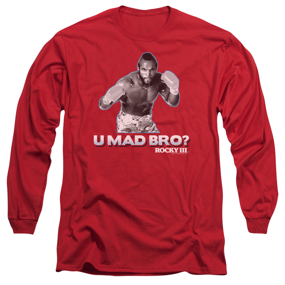 Rocky Iii U Mad Bro Mens Long Sleeve Shirt Red Officially Licensed Officially Licensed