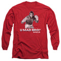 Rocky Iii U Mad Bro Mens Long Sleeve Shirt Red Officially Licensed Officially Licensed