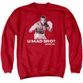 Rocky Iii U Mad Bro Mens Crewneck Sweatshirt Red Officially Licensed