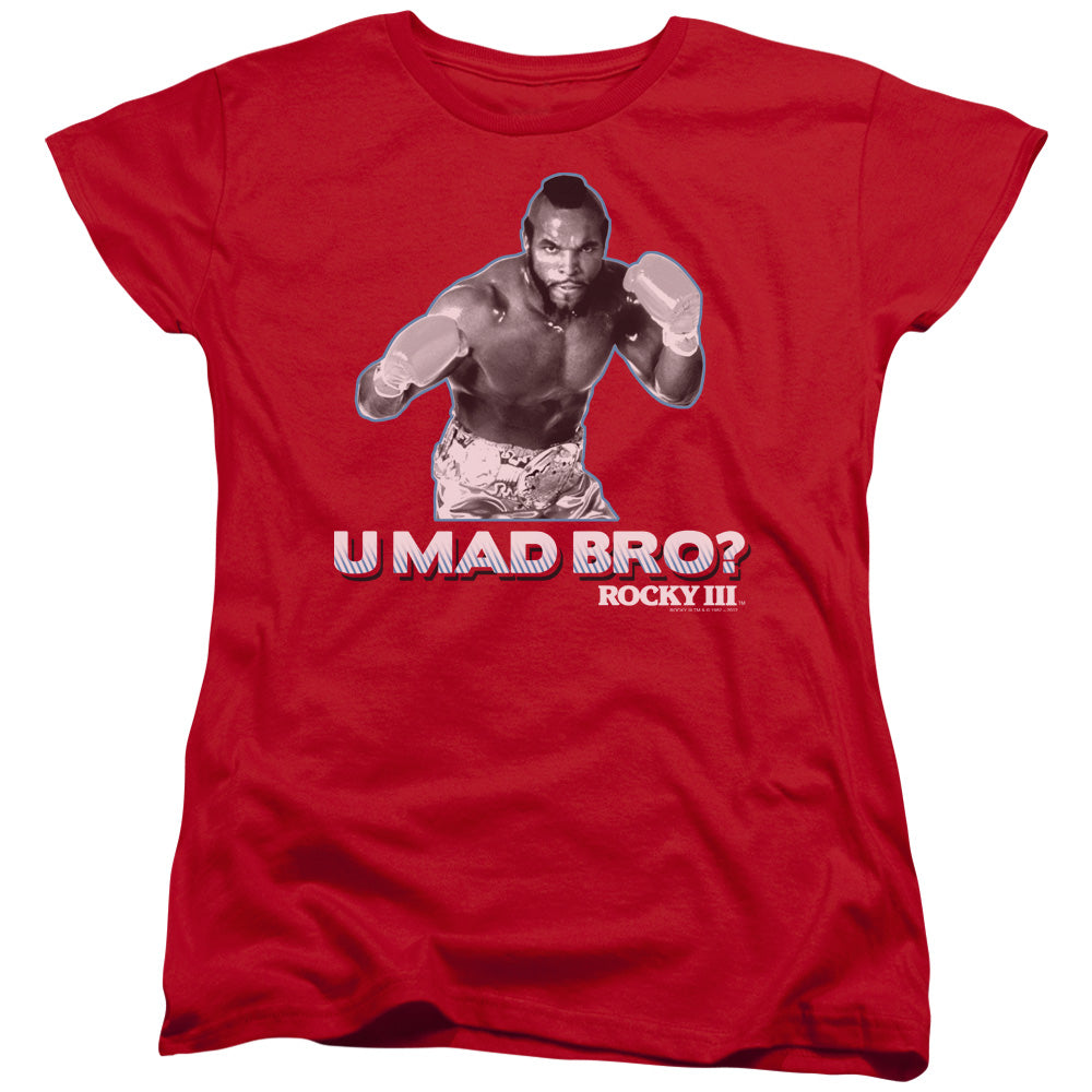 Rocky III U Mad Bro Womens T Shirt Red Officially Licensed