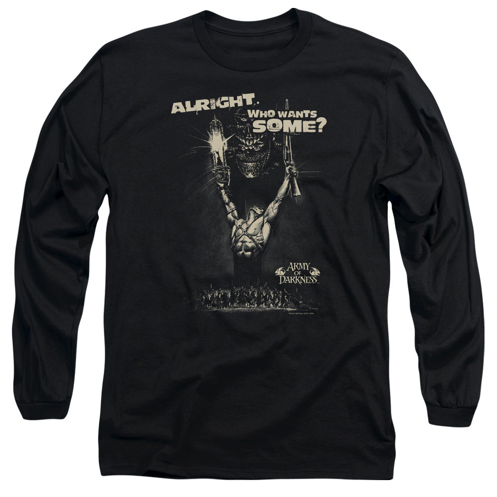 Army Of Darkness Want Some Mens Long Sleeve Shirt Black Officially Licensed
