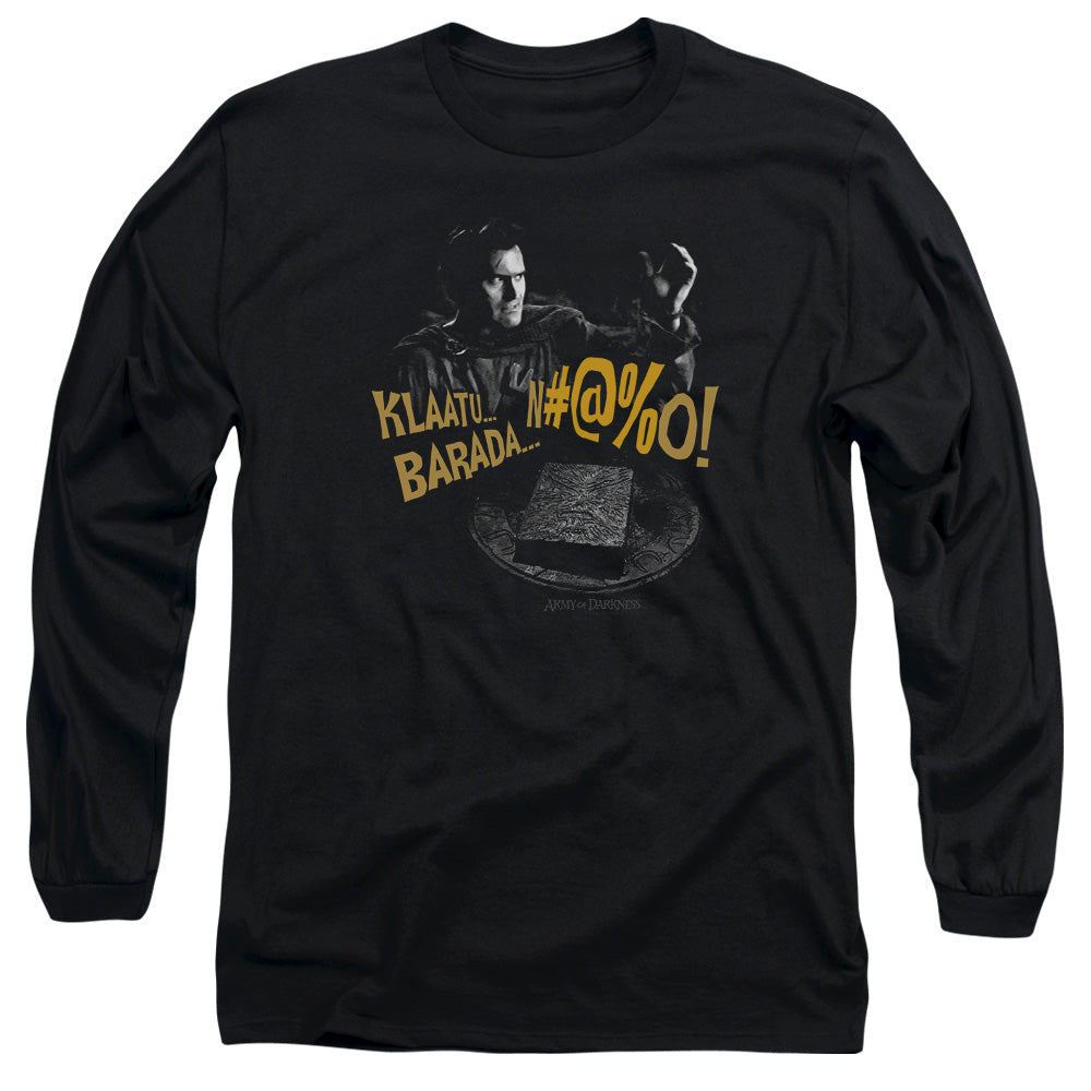 Army Of Darkness Klaatu...Barada Mens Long Sleeve Shirt Black Officially Licensed