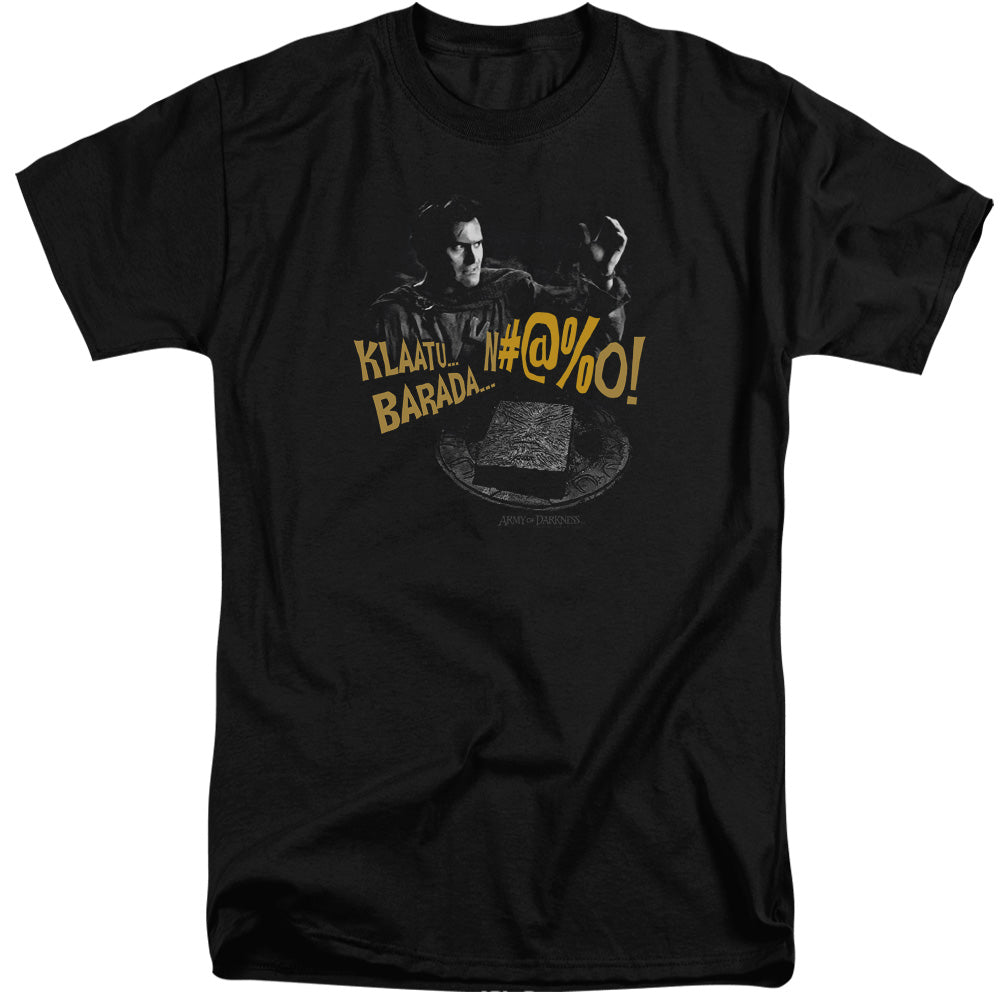 Army Of Darkness Klaatu...Barada Mens Tall T Shirt Black Officially Licensed