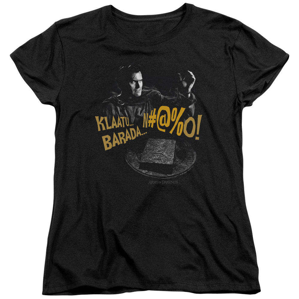 Army Of Darkness Klaatu… Barada Womens T Shirt Black Officially Licensed
