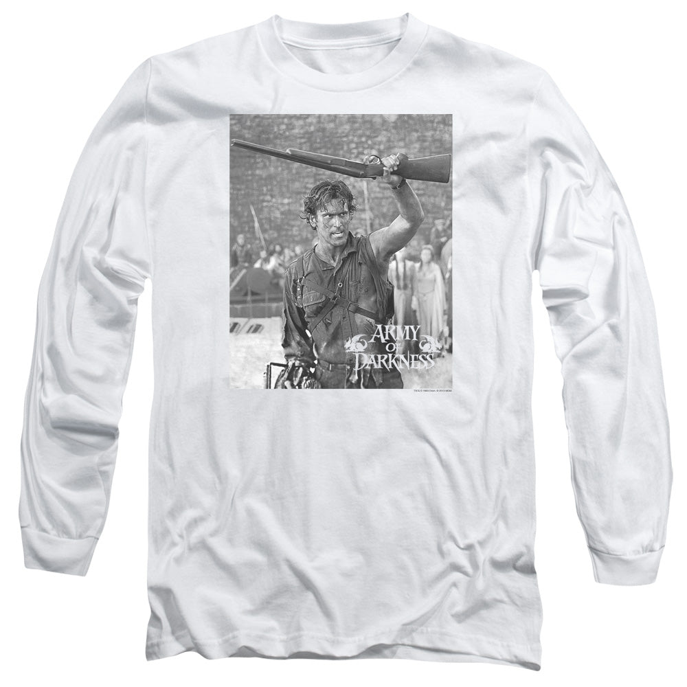 Army Of Darkness Boom Mens Long Sleeve Shirt White Officially Licensed