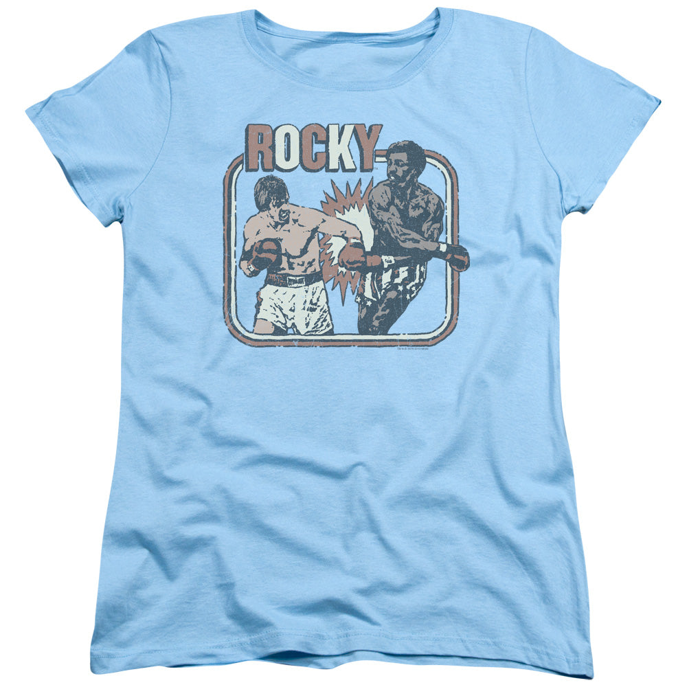 Rocky Big Fight Womens T Shirt Light Blue Officially Licensed
