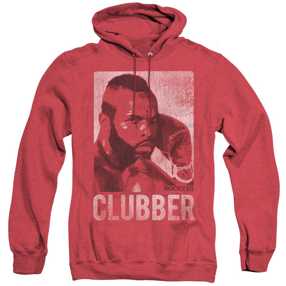 Rocky Iii Clubber Lang Heather Mens Hoodie Red Officially Licensed