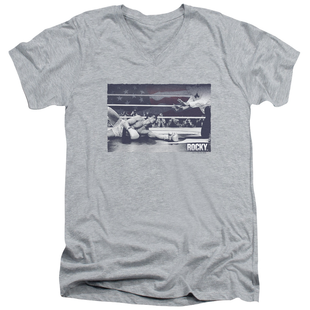 Rocky American Will Mens Slim Fit V-Neck T Shirt Athletic Heather Officially Licensed