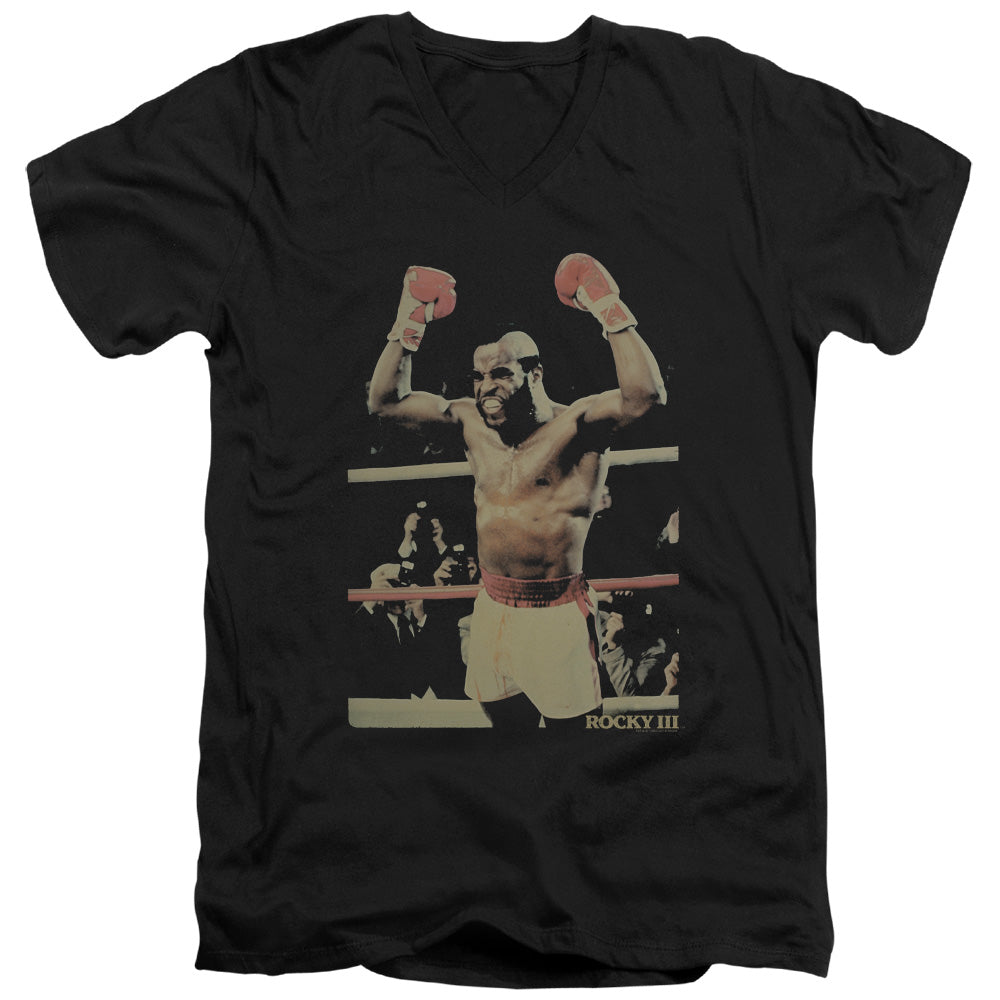 Rocky III Clubber Mens Slim Fit V-Neck T Shirt Black Officially Licensed