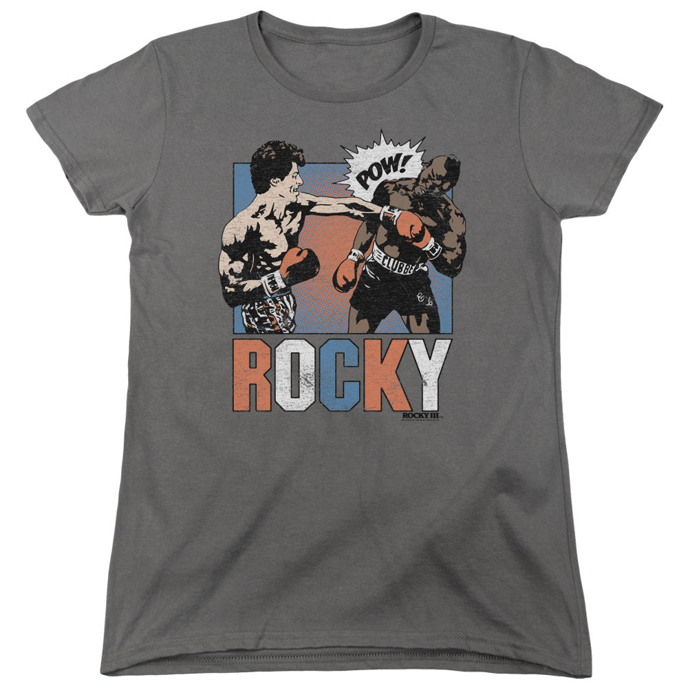 Rocky Rocky Pow Womens T Shirt Charcoal Officially Licensed