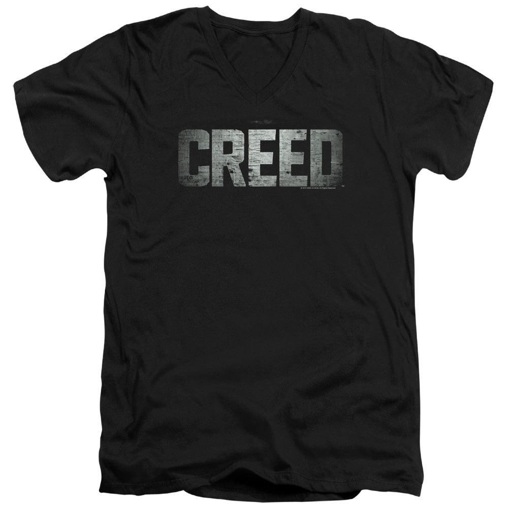 Creed Logo Mens Slim Fit V-Neck T Shirt Black Officially Licensed
