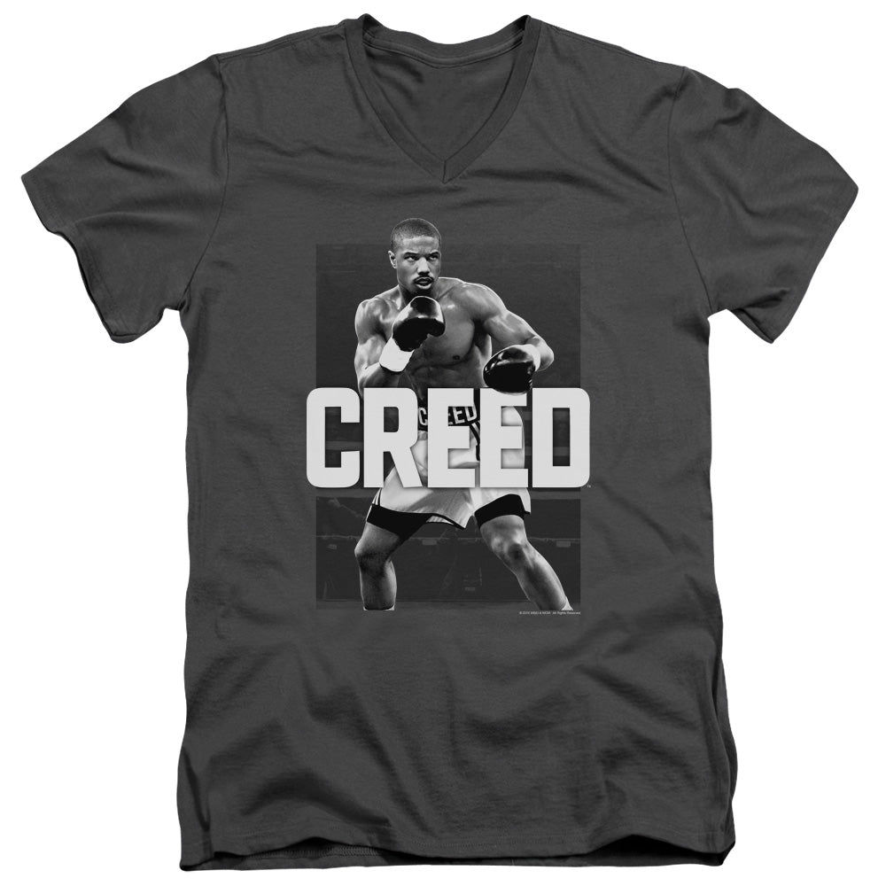 Creed Final Round Mens Slim Fit V-Neck T Shirt Charcoal Officially Licensed