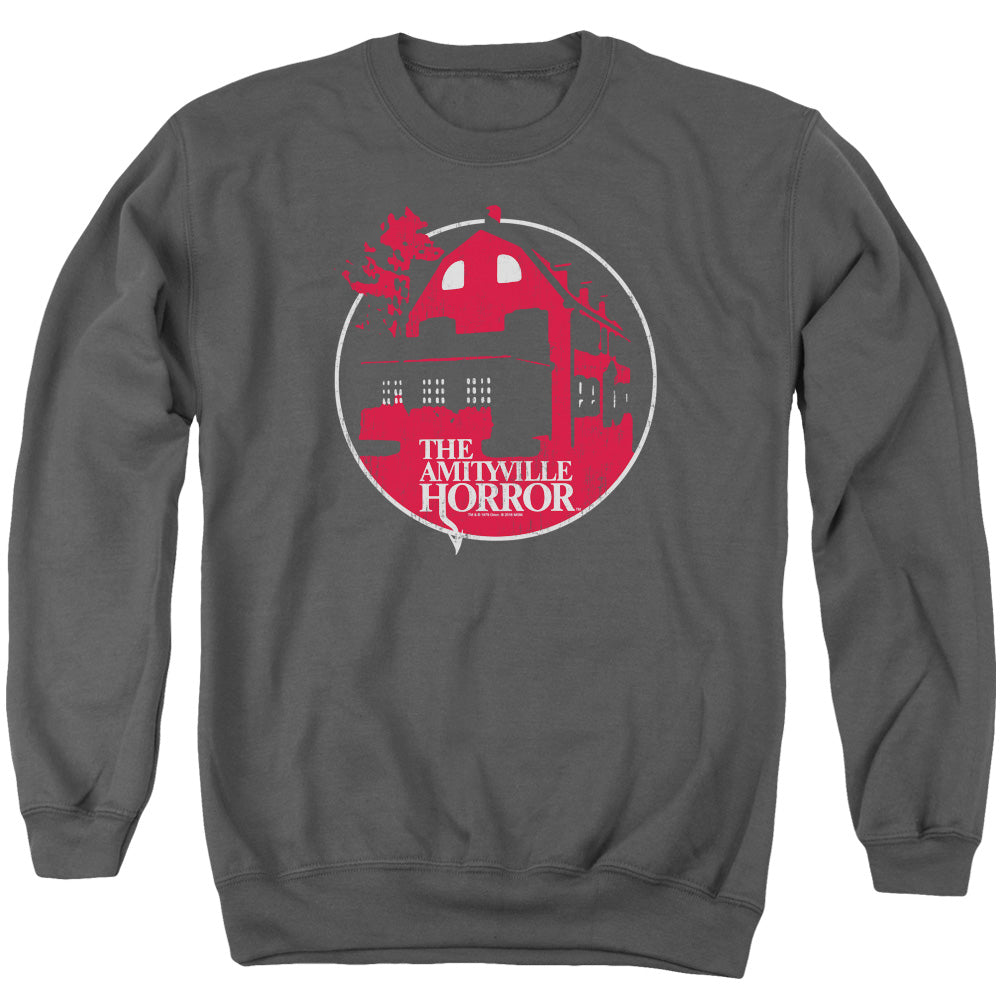 Amityville Horror Red House Mens Crewneck Sweatshirt Charcoal Officially Licensed