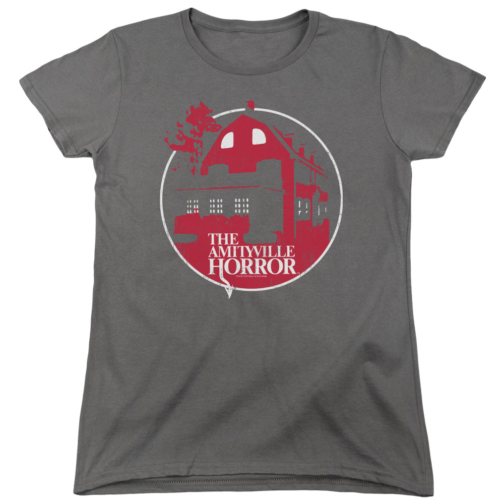 Amityville Horror Red House Womens T Shirt Charcoal Officially Licensed