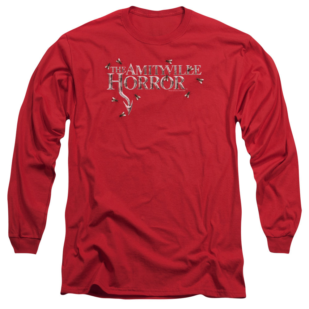Amityville Horror Flies Mens Long Sleeve Shirt Red Officially Licensed