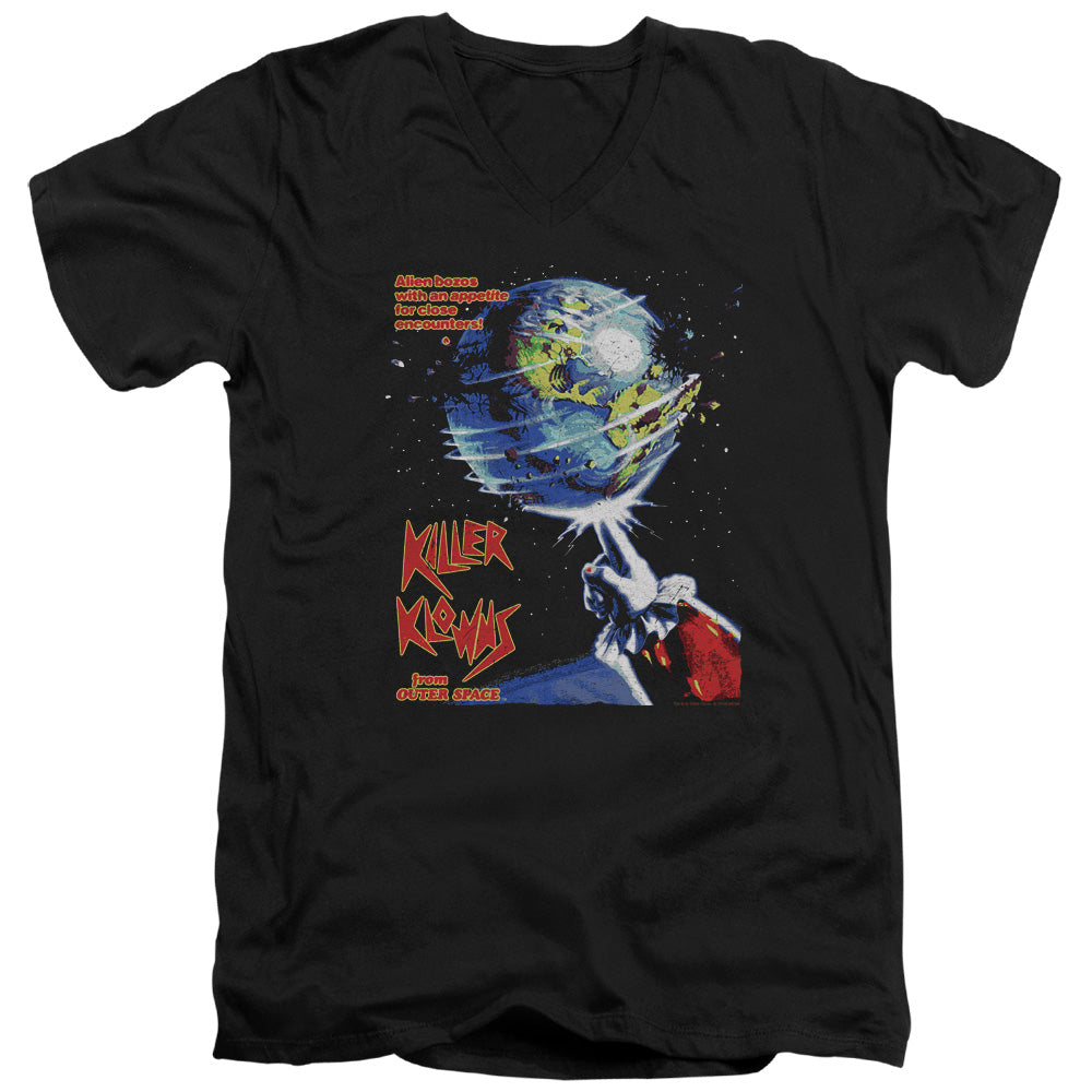 Killer Klowns From Outer Space Invaders Mens Slim Fit V-Neck T Shirt Black Officially Licensed