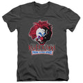 Killer Klowns From Outer Space Rough Clown Mens Slim Fit V-Neck T Shirt Charcoal Officially Licensed