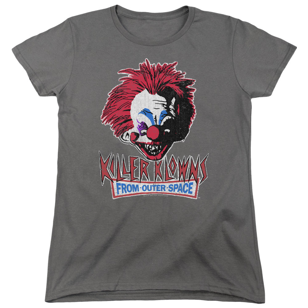 Killer Klowns From Outer Space Rough Clown Womens T Shirt Charcoal Officially Licensed