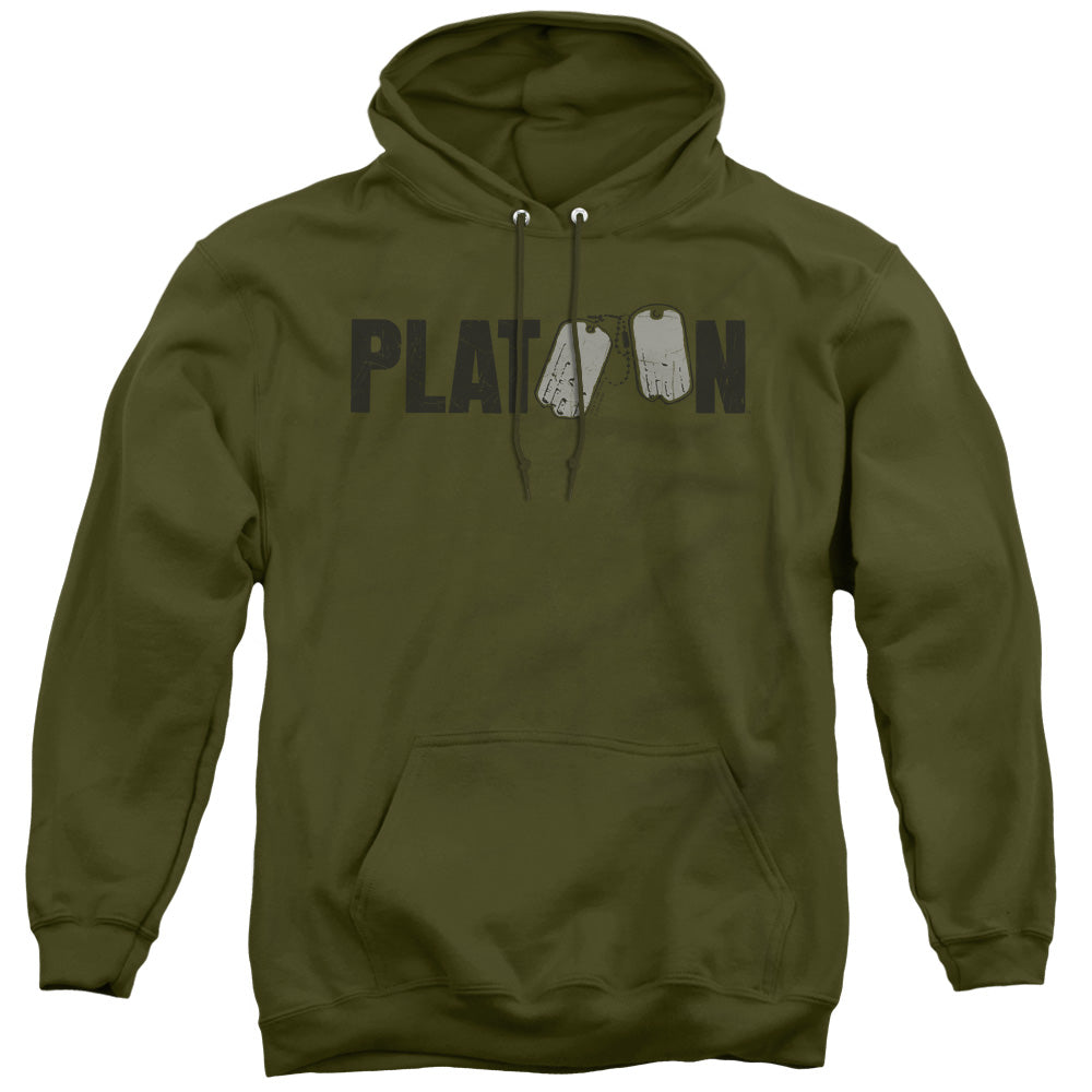 Platoon Logo Mens Hoodie Military Green Officially Licensed