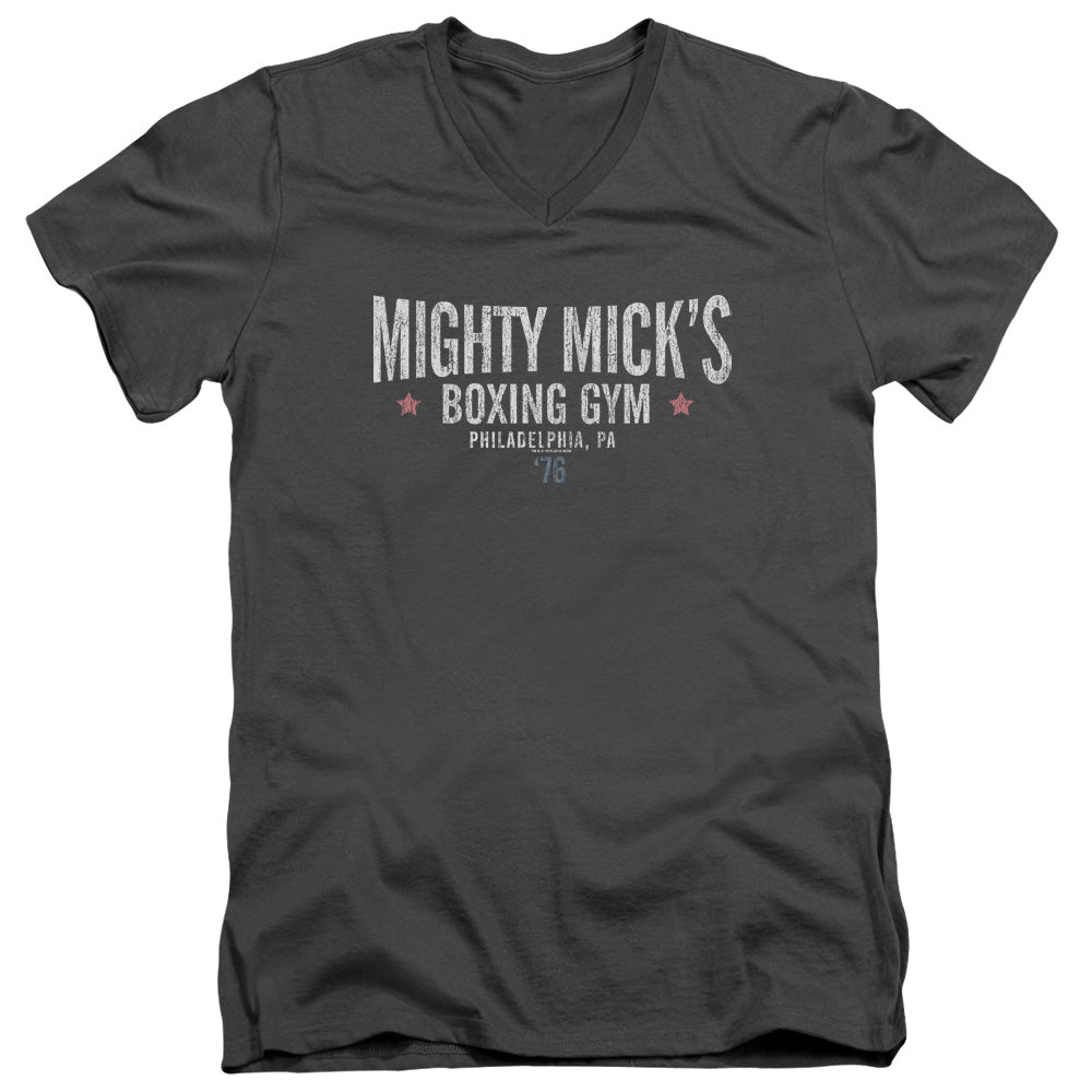 Rocky Mighty Micks Boxing Gym Mens Slim Fit V-Neck T Shirt Charcoal Officially Licensed