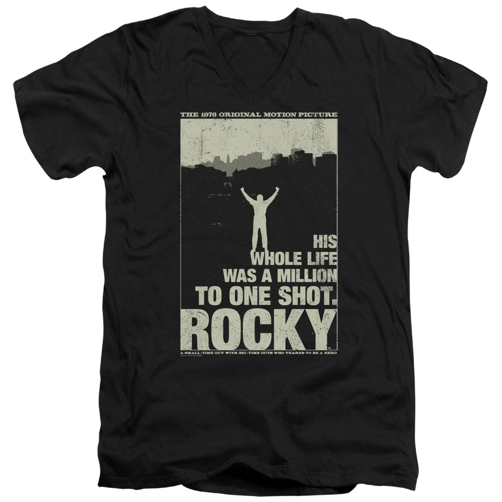 Rocky Silhouette Mens Slim Fit V-Neck T Shirt Black Officially Licensed