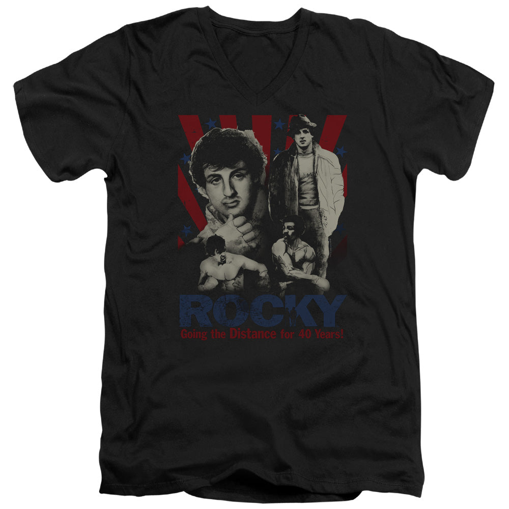 Rocky Going The Distance Mens Slim Fit V-Neck T Shirt Black Officially Licensed