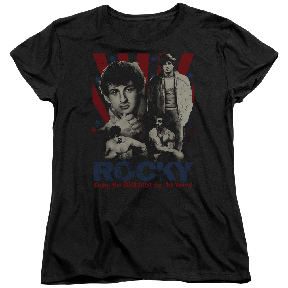 Rocky Going The Distance Womens T Shirt Black Officially Licensed