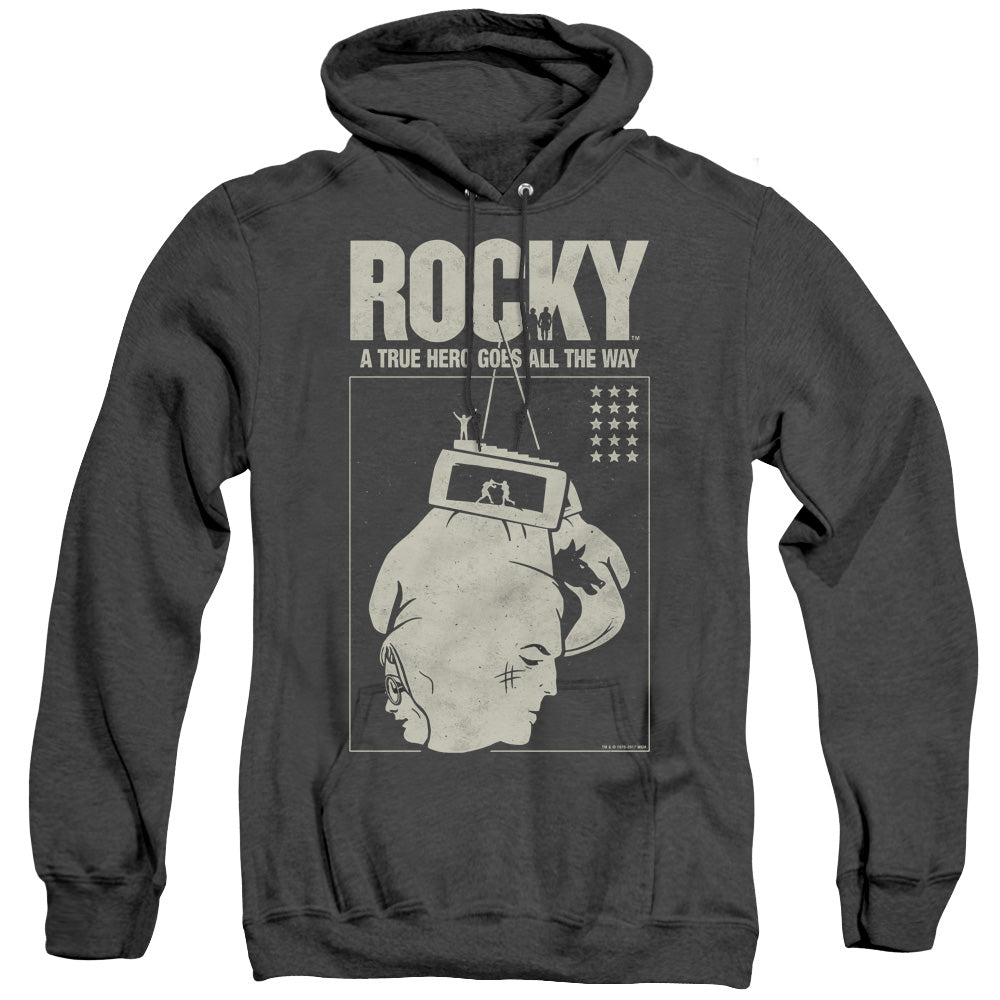 Rocky The Hero Heather Mens Hoodie Black Officially Licensed