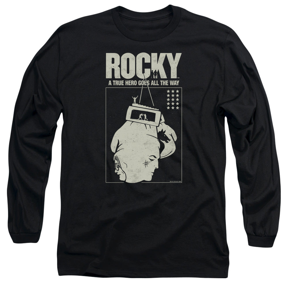 Rocky The Hero Mens Long Sleeve Shirt Black Officially Licensed Officially Licensed
