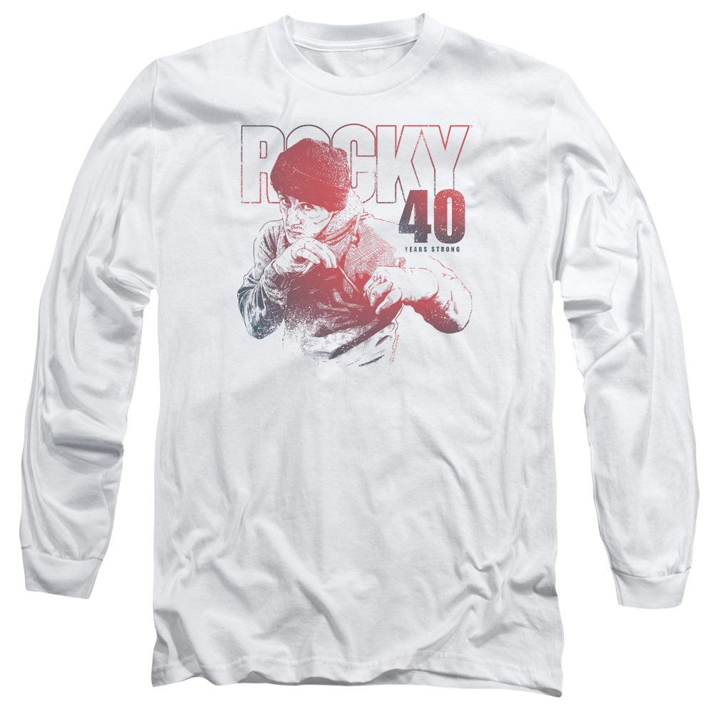 Rocky 40 Years Strong Mens Long Sleeve Shirt White Officially Licensed Officially Licensed