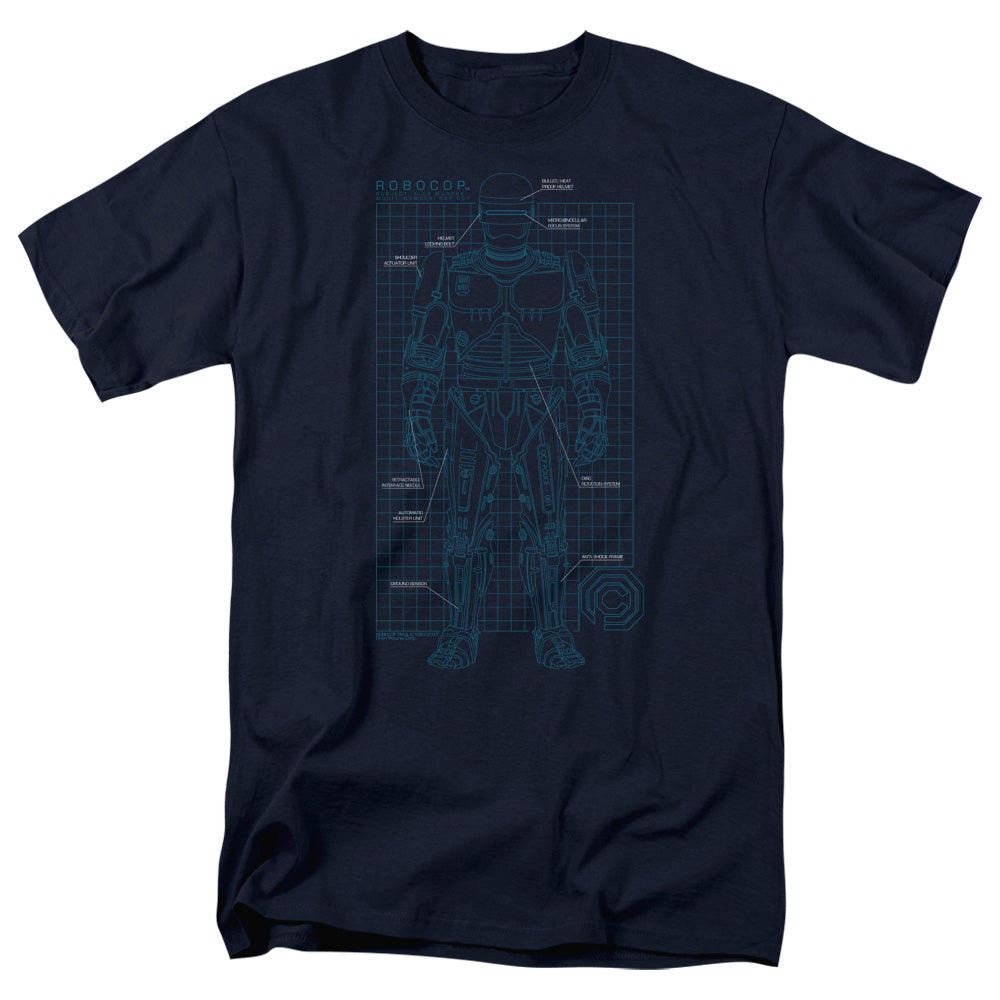 Robocop Schematic Mens T Shirt Navy Blue Officially Licensed